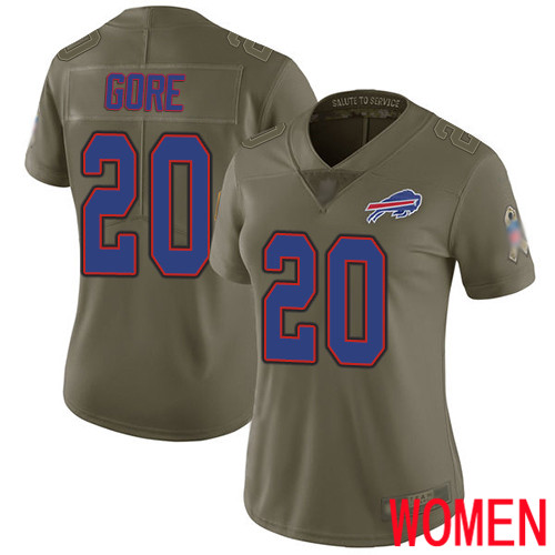 Women Buffalo Bills #20 Frank Gore Limited Olive 2017 Salute to Service NFL Jersey